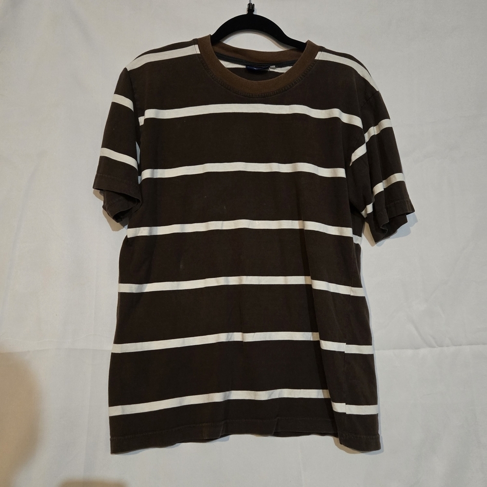 Vintage Y2K Brown & Cream Striped Tee Limited Too Edition 2000s 90s Retro Earthy